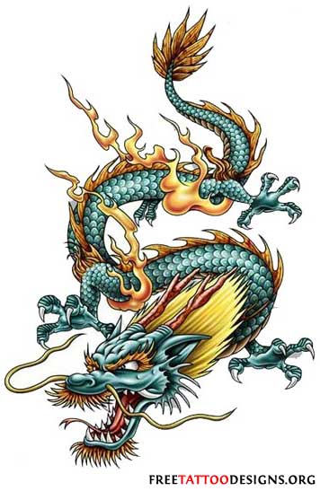 Attractive Traditional Dragon Tattoo Design