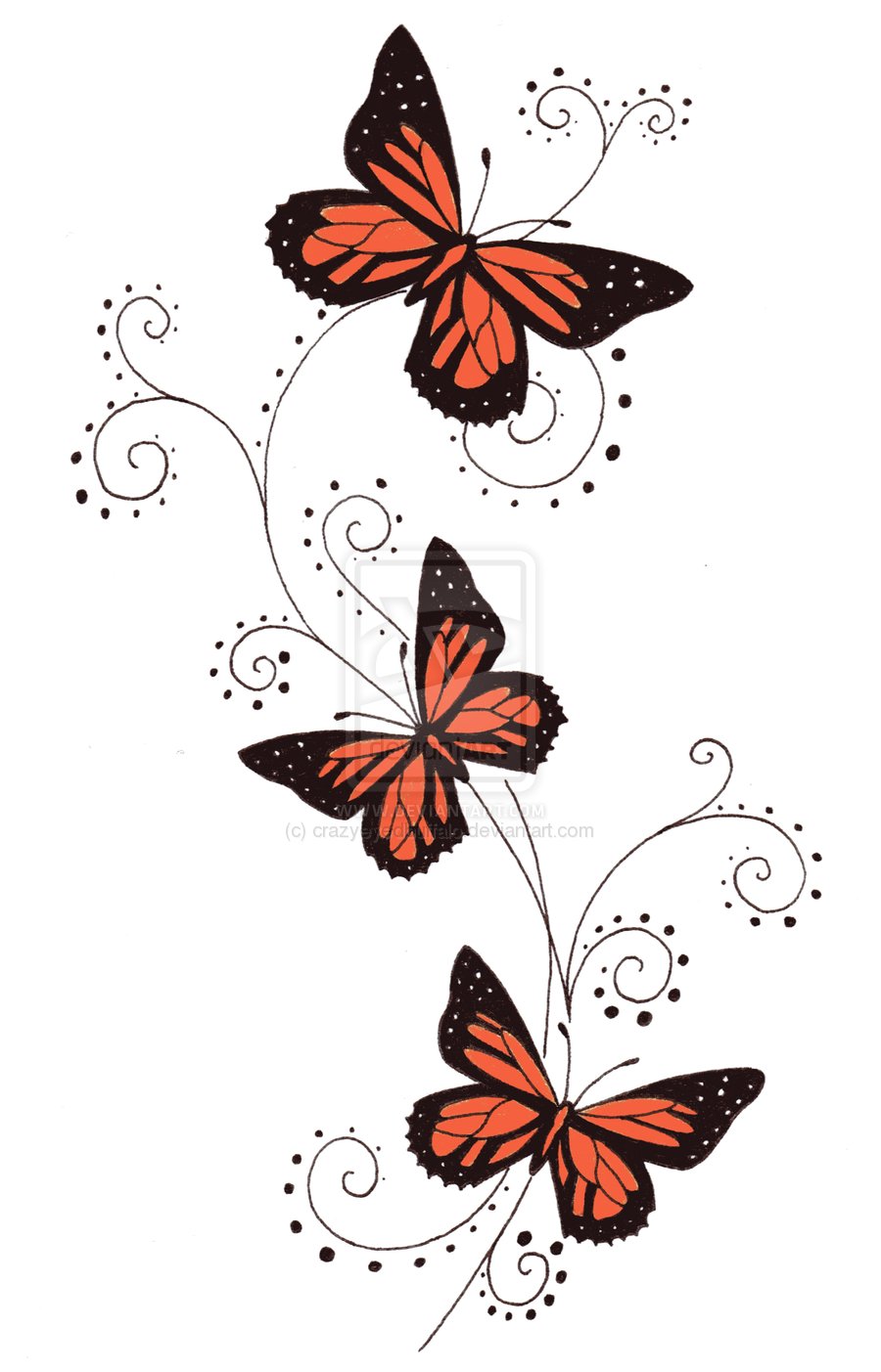 Awesome Colored Butterflies Tattoo Design