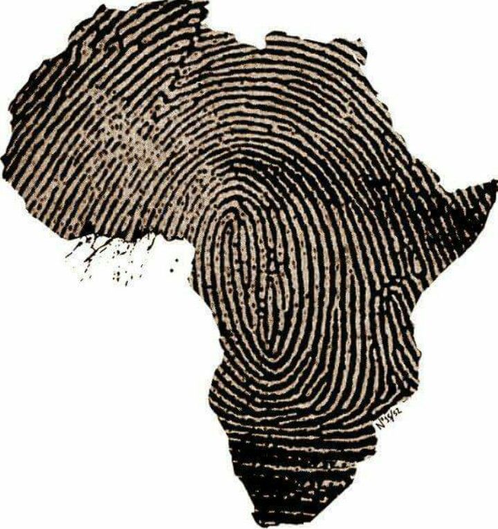 Awesome Finger Print In Africa Map Tattoo Design