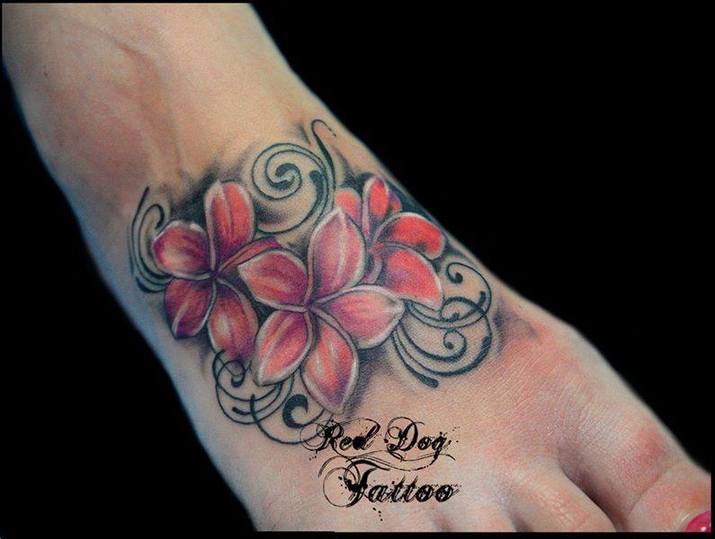 Awesome Flowers Tattoo On Right Foot