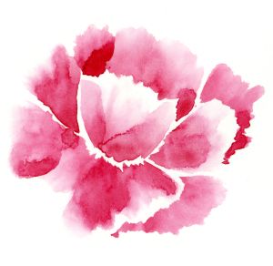 Awesome Pink Ink Watercolor Peony Flower Tattoo Design