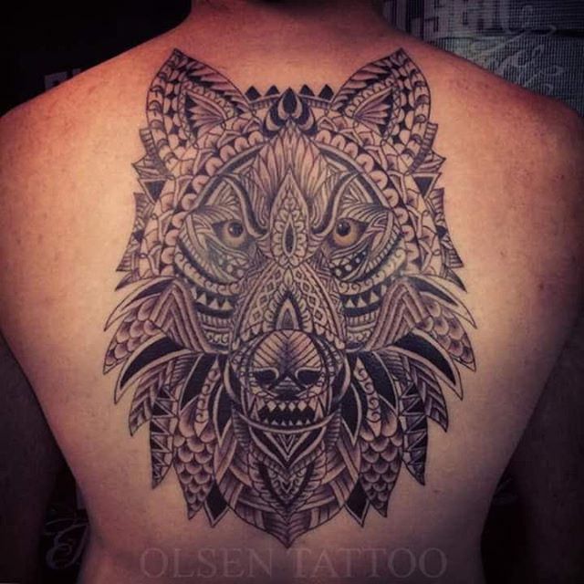 Back Body Mandala Wolf Tattoo