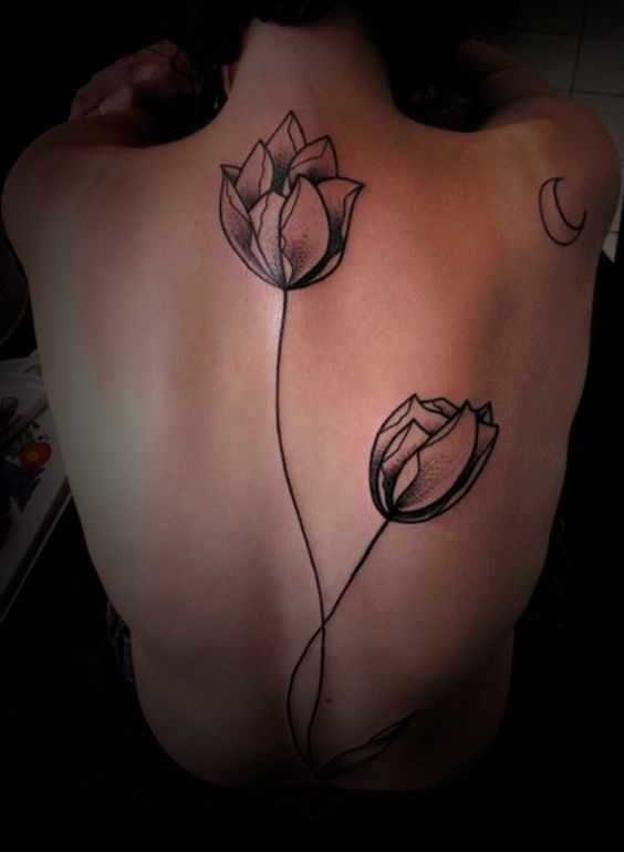 Back Body Tulip Tattoo