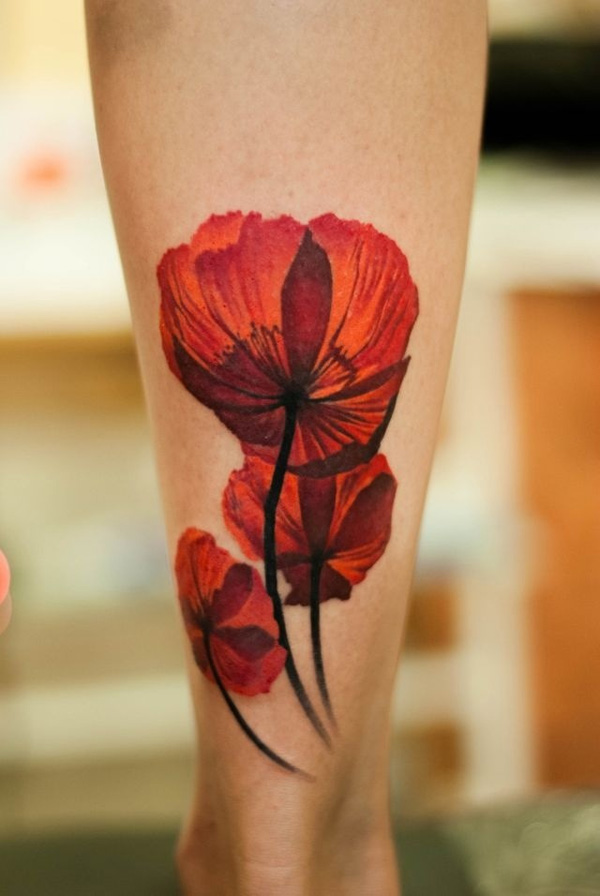 Back Leg Tulip Tattoos