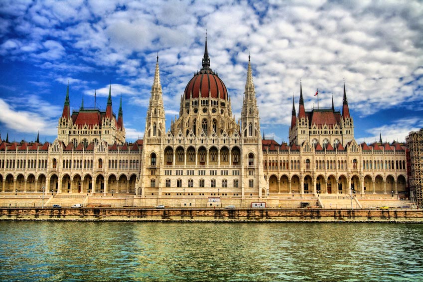 Beautiful Front View Of The Hungarian Parliament Building