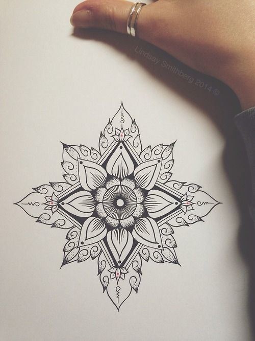 Beautiful Grey Flower Mandala Tattoo Design