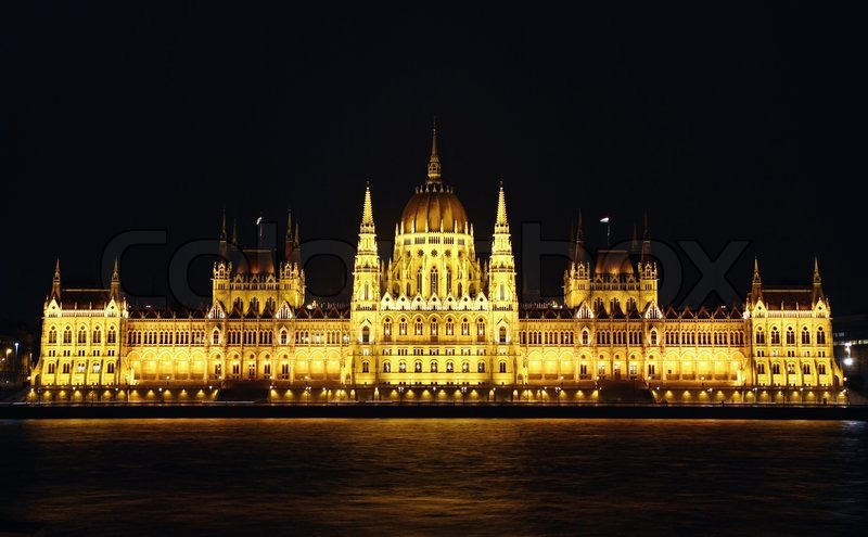 Beautiful View Of The Hungarian Parliament Building At Night