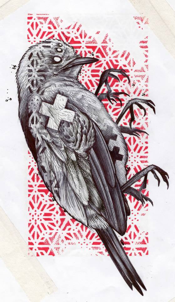 Black And Grey Abstract Bird Tattoo Design