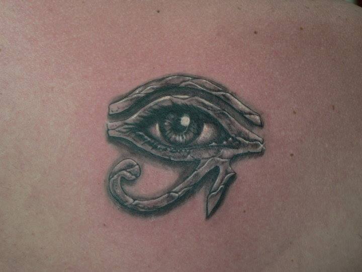 Black And Grey Eye Of Horus Tattoo Design