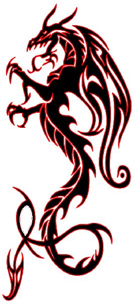 Black And Red Tribal Dragon Tattoo Design