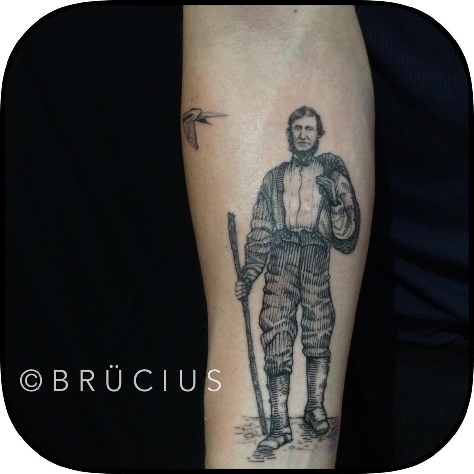 Black Ink Abraham Lincoln Tattoo On Forearm