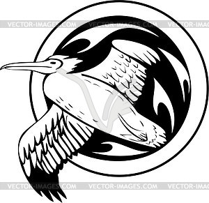 Black Ink Flying Albatross Tattoo Stencil