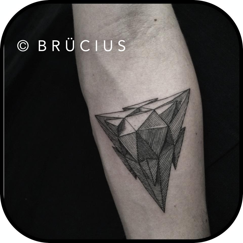 Black Ink Geometric Triangle Tattoo On Forearm