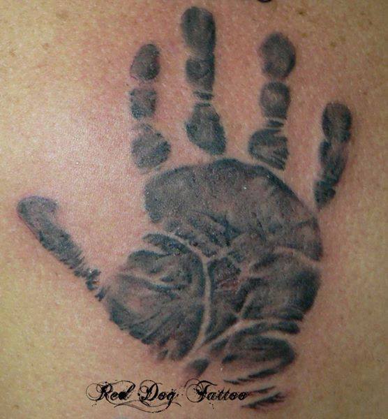 Black Ink Hand Print Tattoo Design