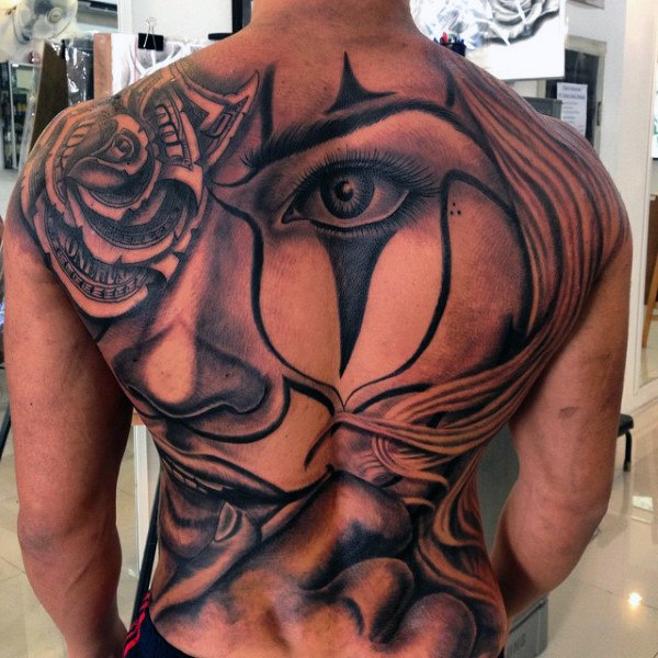 Black Ink Money Rose Tattoo On Man Left Back Shoulder