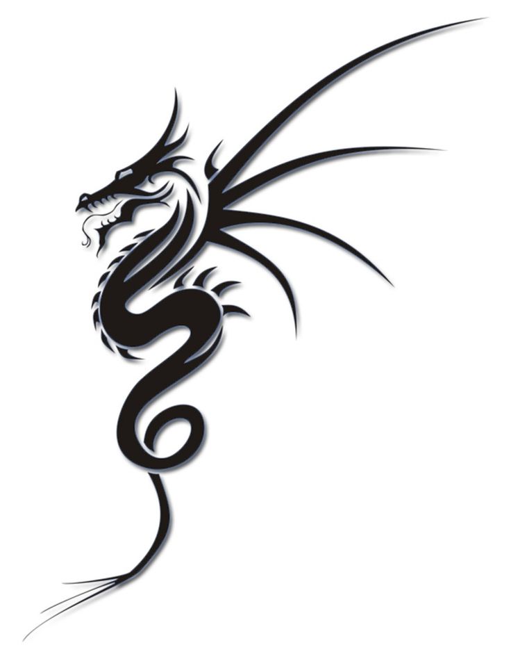 Black Ink Tribal Dragon Tattoo Stencil