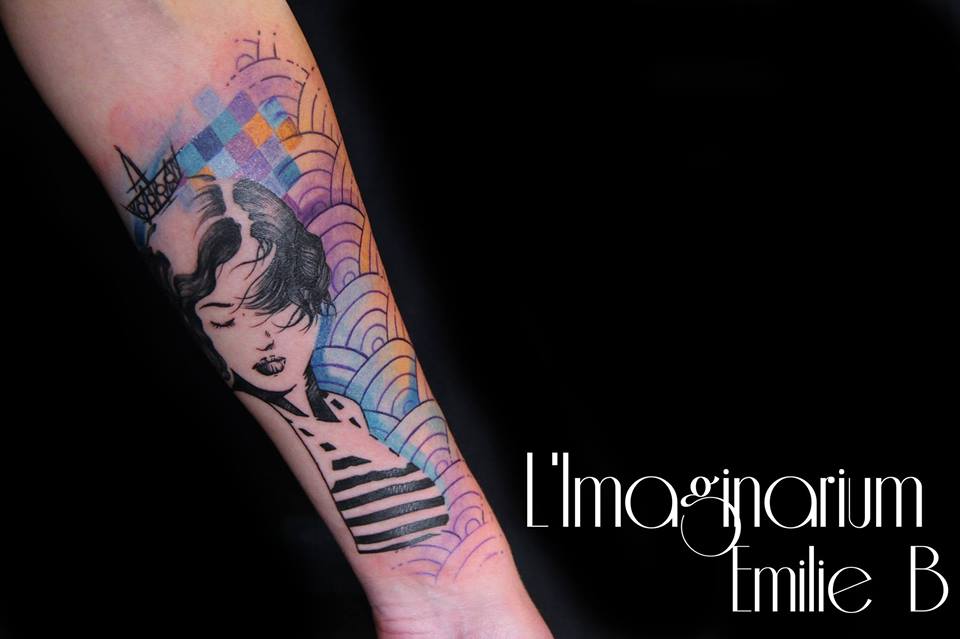 Black Ink Women Tattoo On Forearm by Emilie B
