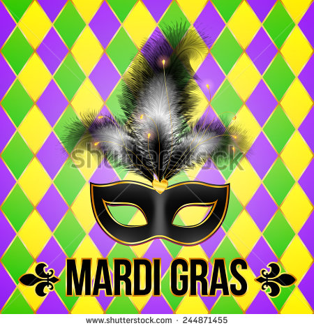 Black Mardi Gras Mask With Feathers Greeting Card