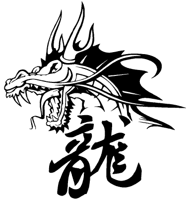 Black Outline Dragon Head Tattoo Stencil