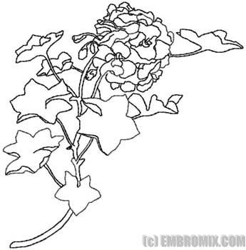Black Outline Geranium Flower Tattoo Stencil