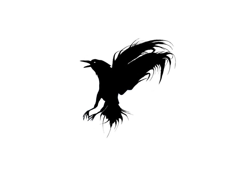 Black Silhoette Crow Tattoo Design Sample