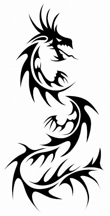 Black Tribal Dragon Tattoo Stencil