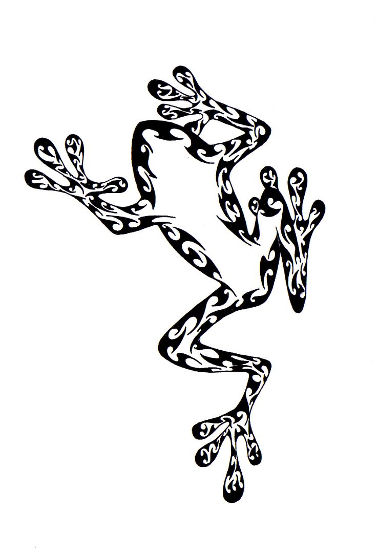 Black Tribal Outline Frog Tattoo Design