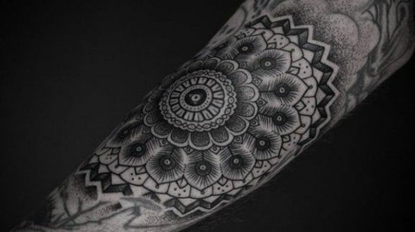 Black n Grey Mandala Tattoo On Sleeve