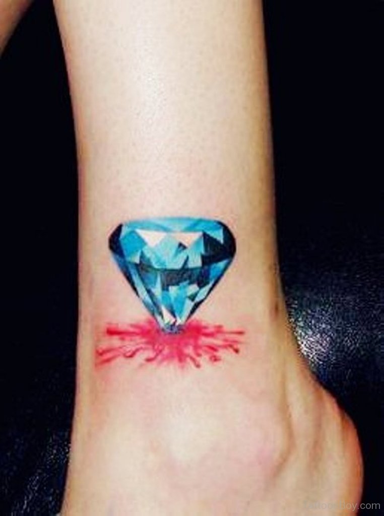 Blue Diamond Tattoo On Left Ankle