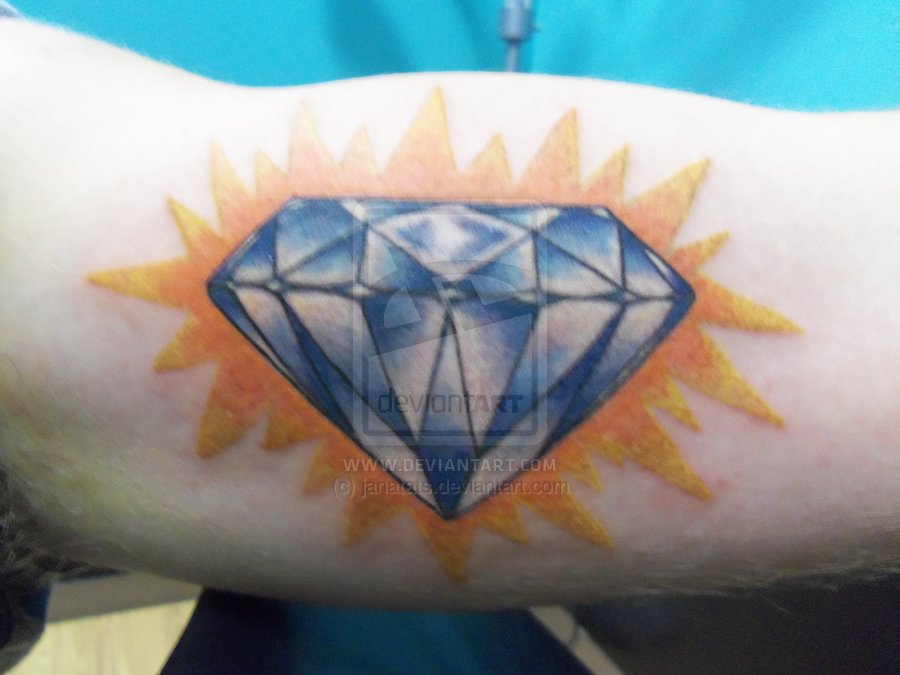 Blue Diamond Tattoo On Inner Bicep