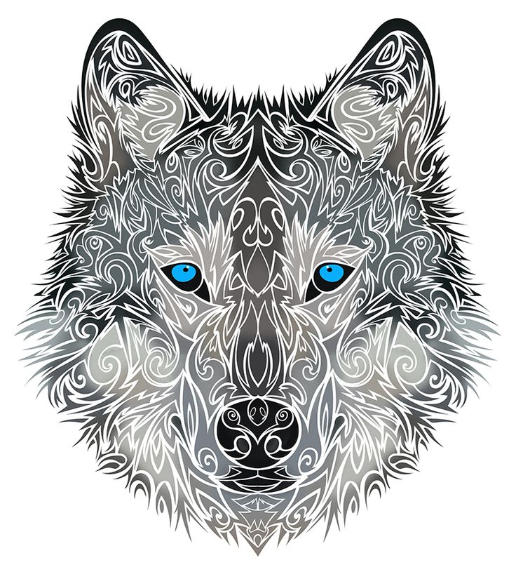 Blue Eyes Mandala Wolf Tattoo Design