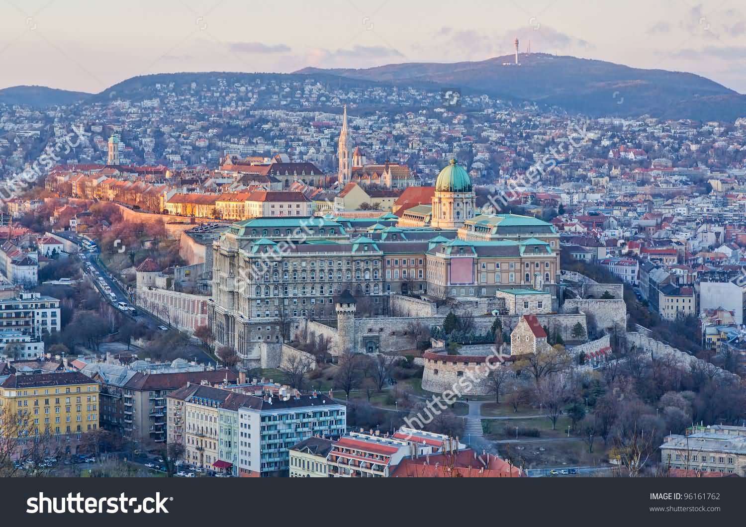 Buda Castle View From Gellert Hill In Budapest, Hungary