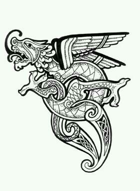 Classic Black Ink Celtic Dragon Tattoo Design
