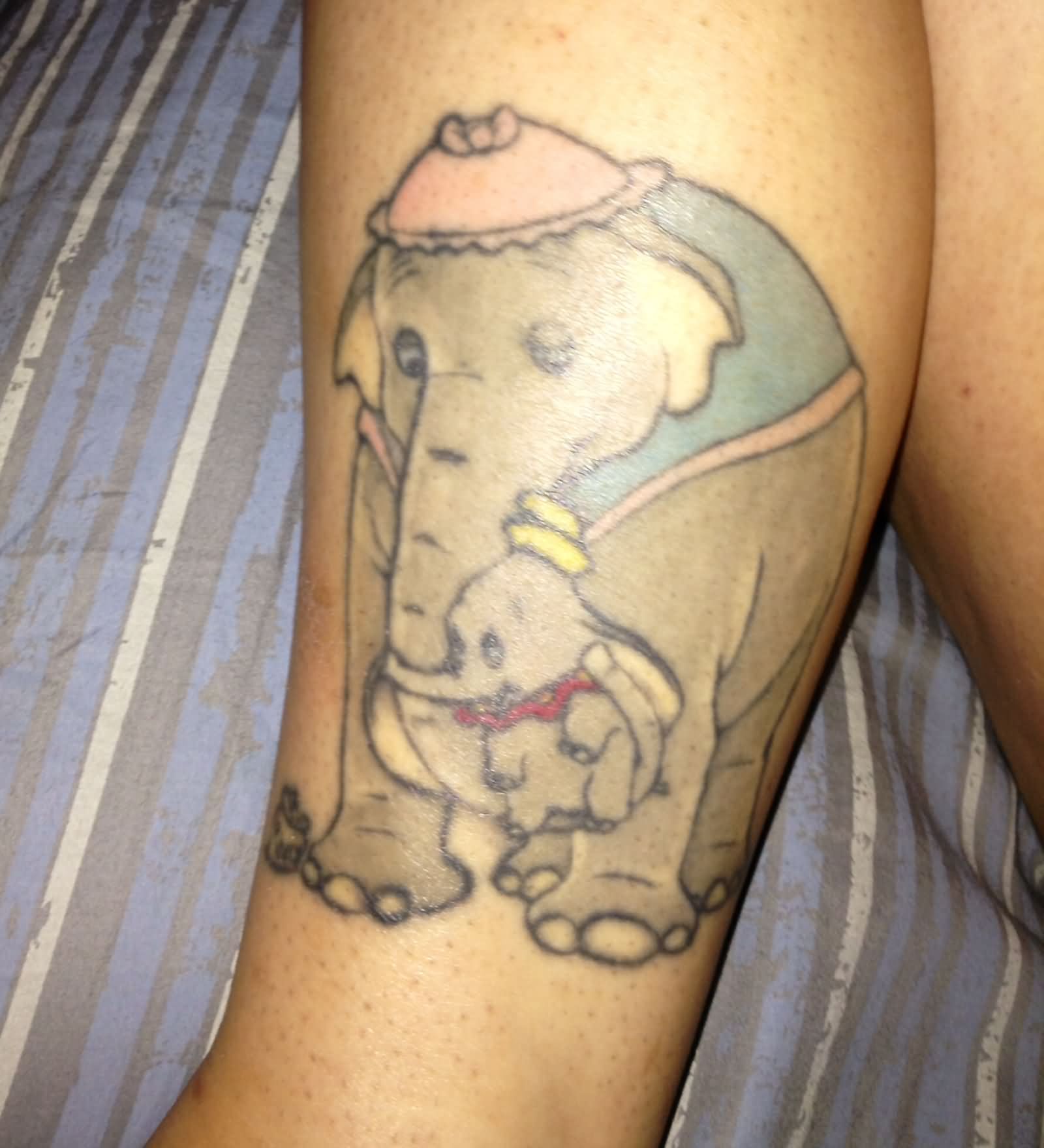 Classic Dumbo With Mother Tattoo On Half Sleeve