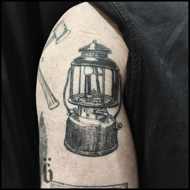 Classic Old Lamp Tattoo Design For Sleeve