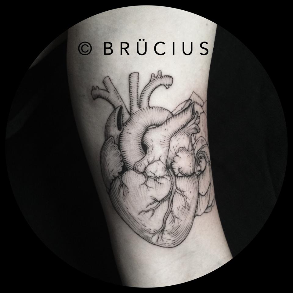 Classic Real Heart Tattoo Design For Sleeve By Brucius