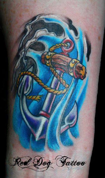 Colorful Anchor Tattoo Design For Wrist