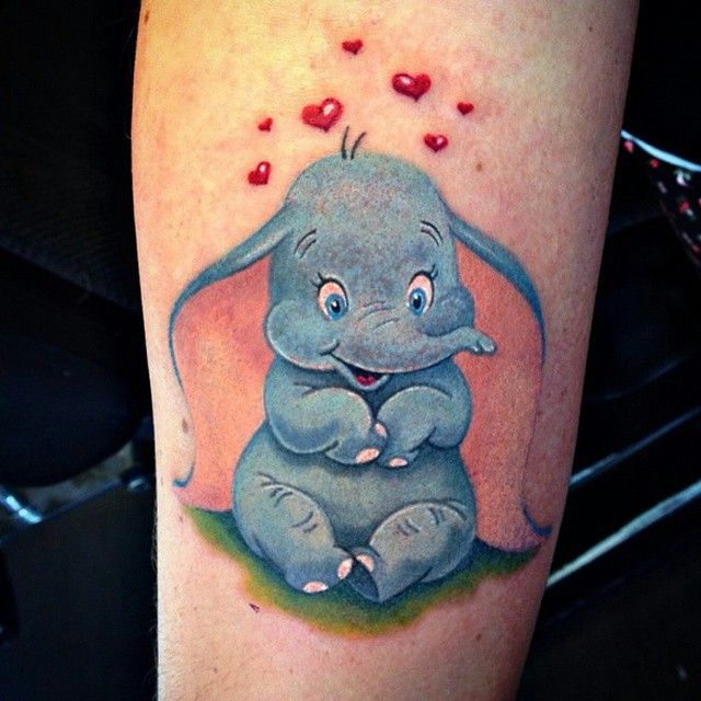 Colorful Dumbo Tattoo Design For Sleeve