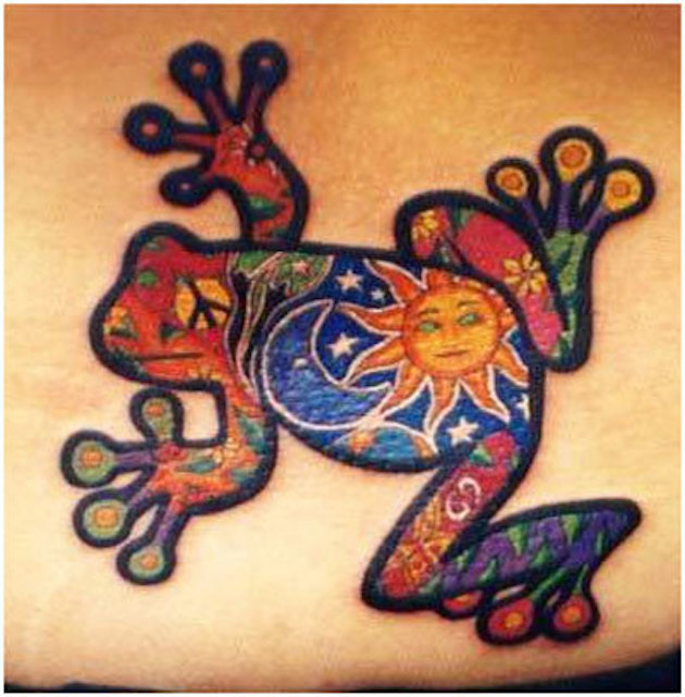 Colorful Frog Tattoo Idea