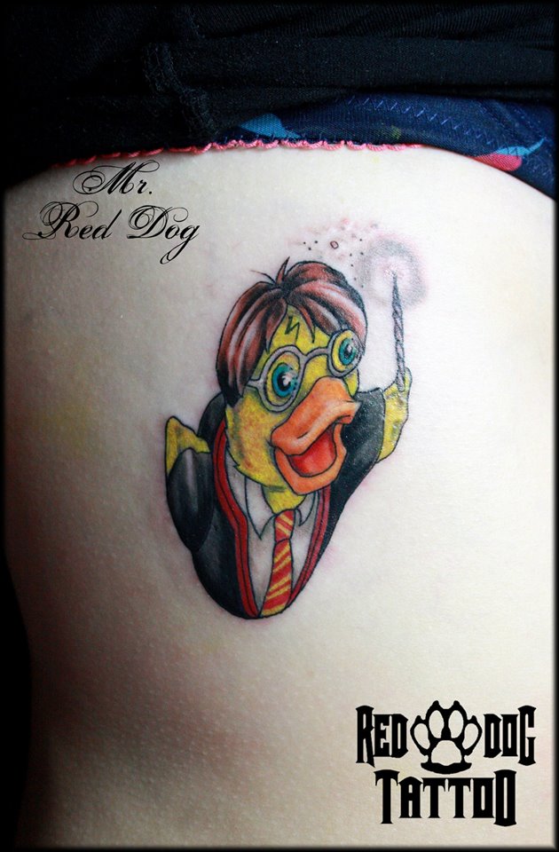 Colorful Gentleman Duck Tattoo Design