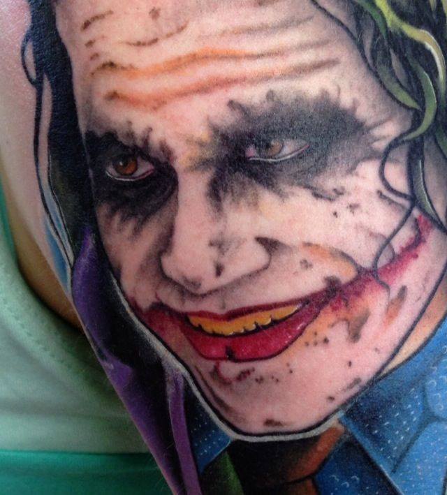 Colorful Joker Tattoo Design By Scott Owen
