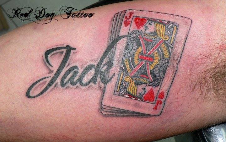 Colorful Playing Card Tattoo Design For Sleeve
