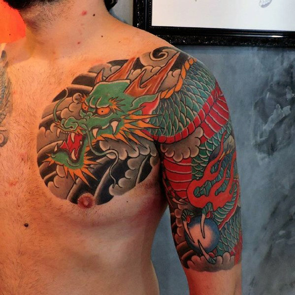 Red Dragon Tattoo On Chest - Wiki Tattoo