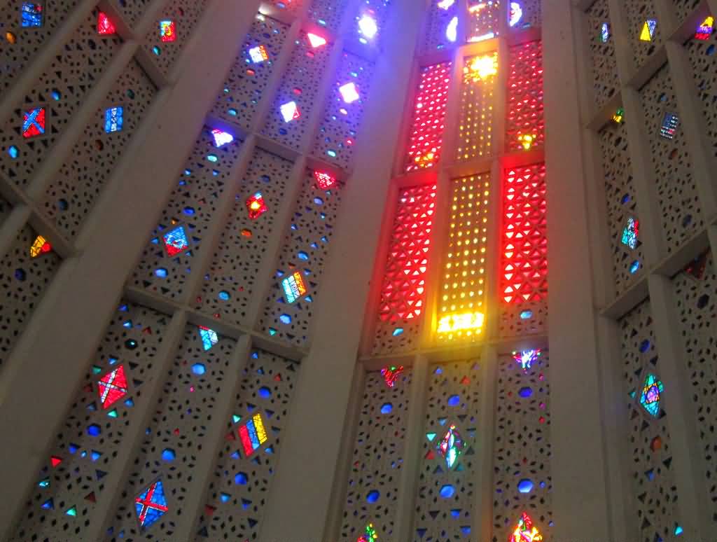 Colorful Window Inside The Casablanca Cathedral