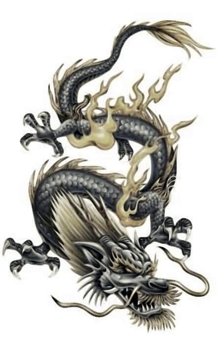 Cool 3D Dragon Tattoo Design