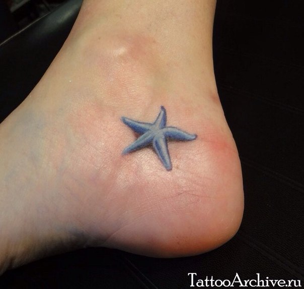 Cool 3D Star Fish Tattoo On Ankle