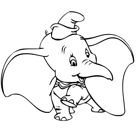 Cool Black Outline Dumbo Tattoo Stencil