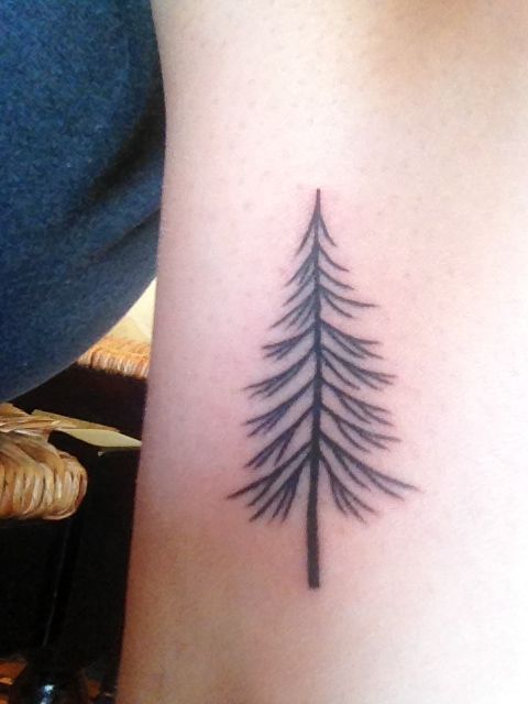 Cool Black Pine Tree Tattoo Design For Wrist