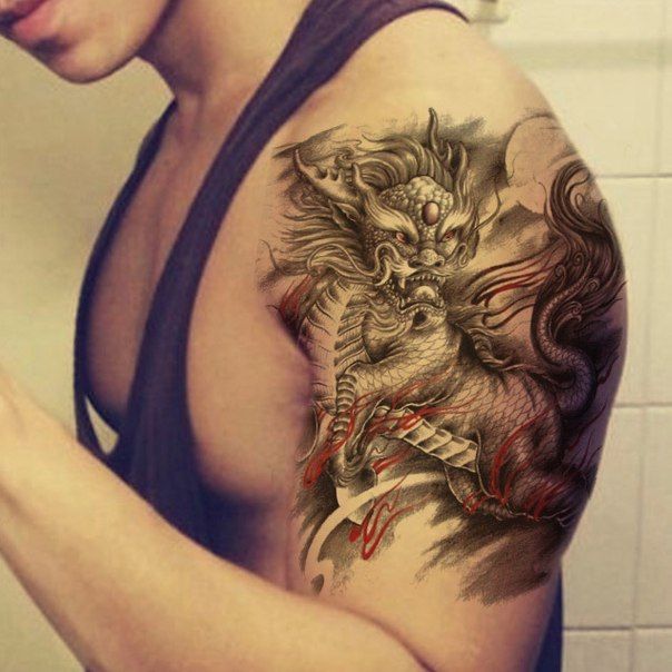 Cool Dragon Tattoo On Left Shoulder