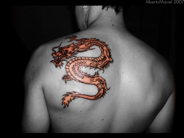 Cool Dragon Tattoo On Man Left Back Shoulder
